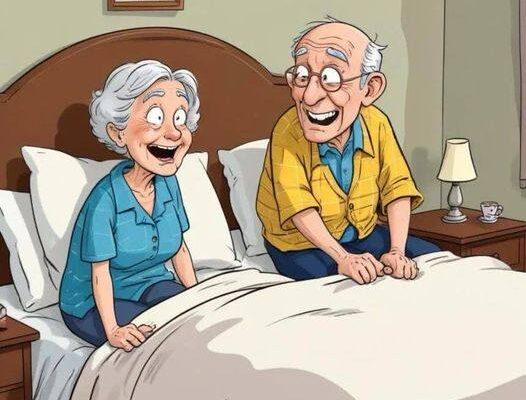 An elderly couple had just crawled into bed when the old man let